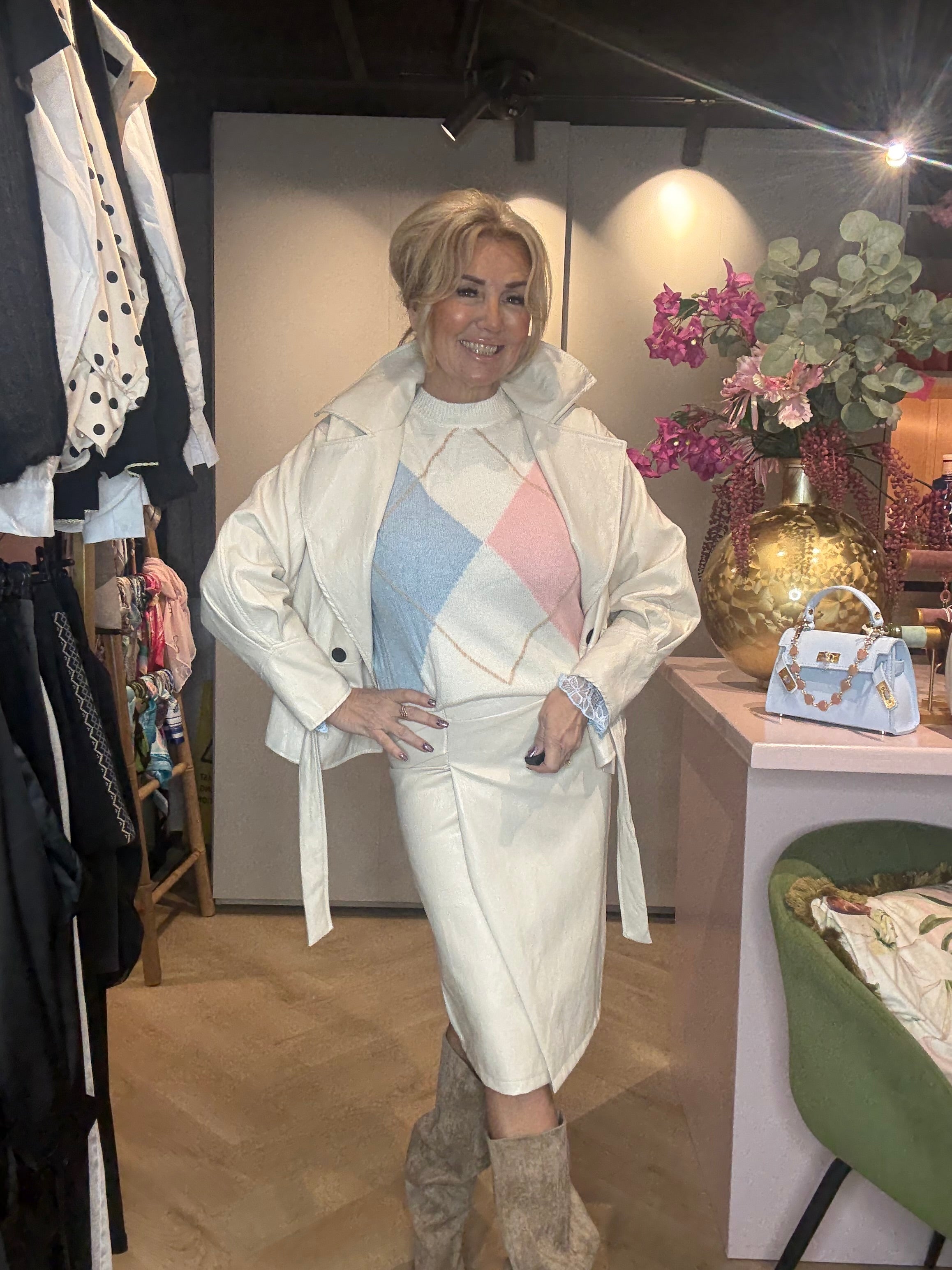 Nederdel Creme Puh Læderlook Alida